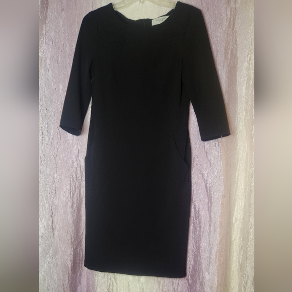 MM Lafleur The Lena Dress Textured Ponte Black Size 4 - Picture 2 of 10